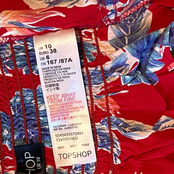 TOPSHOP | Hawaiian Flower Print Crop Top SZ 6 - Picture 9 of 10